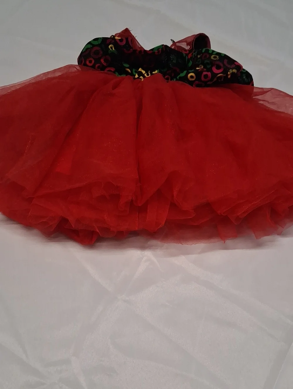 Kids Red Tulle Party Dress with Colorful Bodice